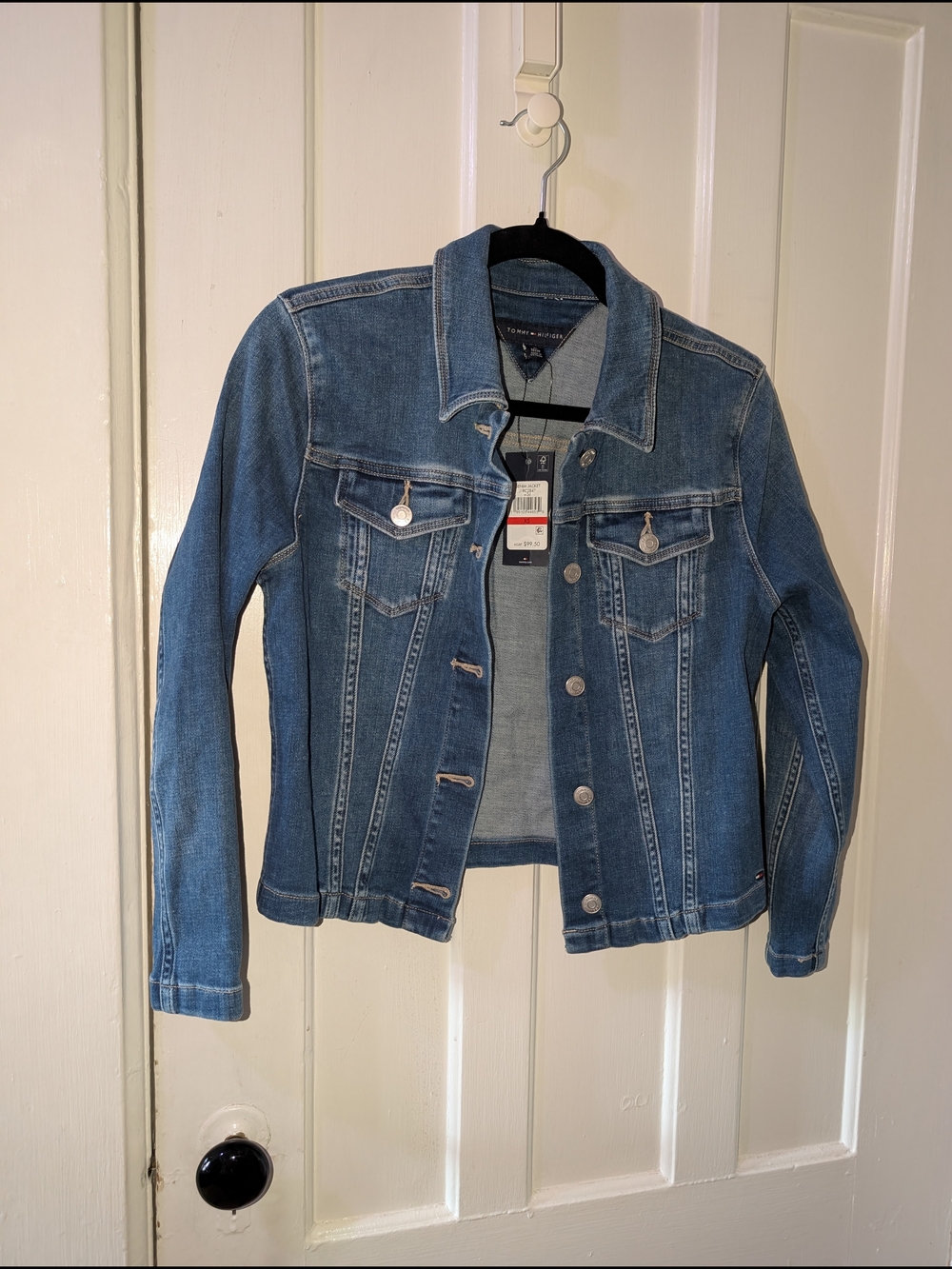 Tommy Hilfiger Denim Jacket XS Classic Blue Stretch Trucker Jean Jacket NWT